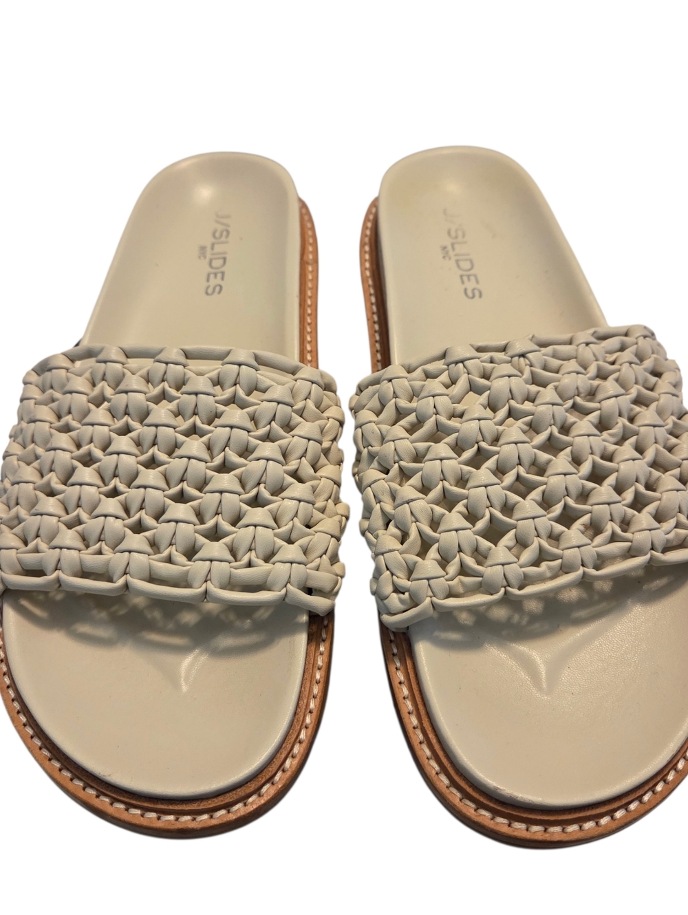 J/Slides NYC Slip On Robie Sandals Comfort Soft Woven Size‎ 9 Off White